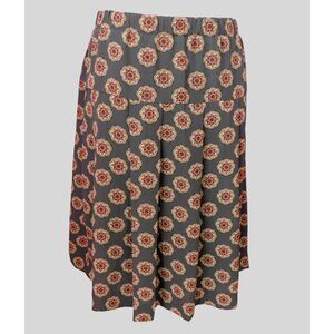 Ann Taylor Loft Gray & Red Floral Print Midi Skirt XS